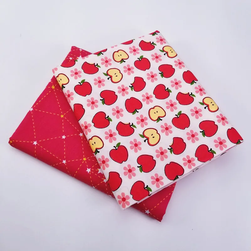 Детская Хлопковая Лоскутная Ткань с принтом яблока, хлопковая саржевая ткань, шитье "сделай сам", материал для детей и малышей