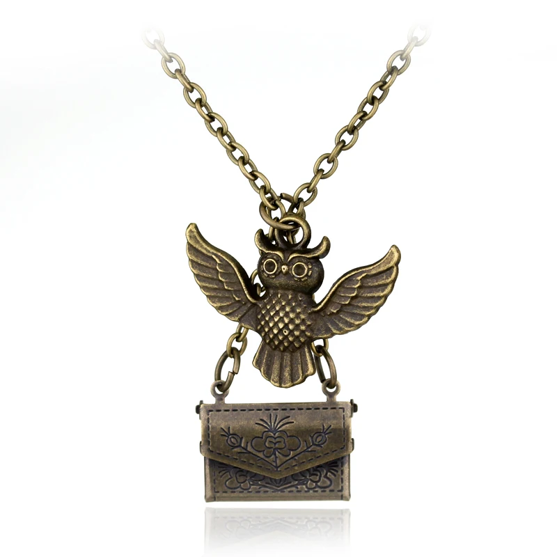 Hedwig Necklace Owl bronze Chain Mini Envelope Charm Pendant Hedwig And Owl Post Necklace Maix Statement