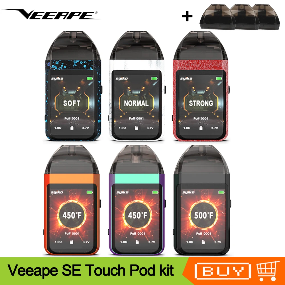 Оригинал Syiko SE Touch Pod Vape комплект 650 мАч батарея с 2 мл картридж контроль