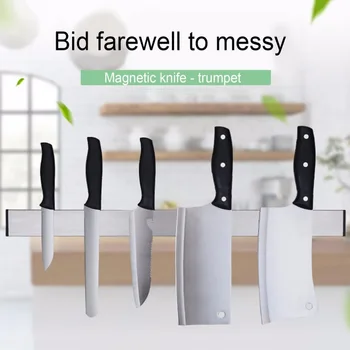 

Magnetic Self-adhesive Knife Holder Stand Stainless Steel Block Wall Mounted Easy Storage Knife Rack Strip For Kitchen