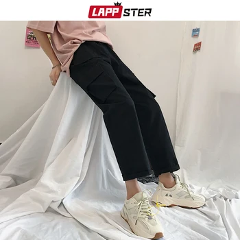 

LAPPSTER Pockets Streetwear Black Cargo Pants 2020 Overalls Men Wide Leg Casual Joggers Pants Mens Baggy Sweatpants Big Size 2XL
