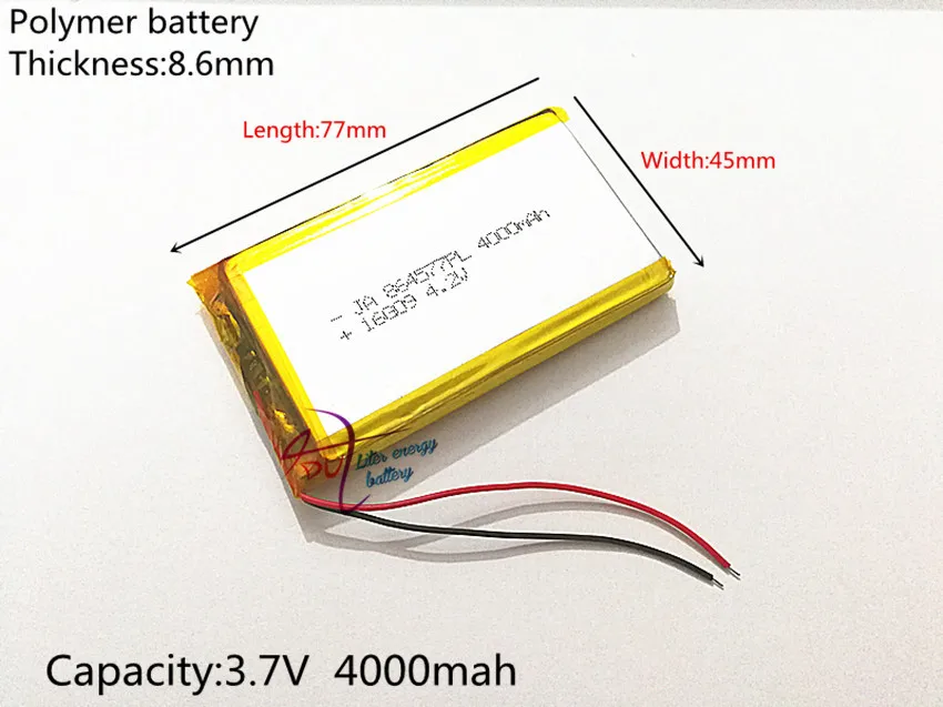 

Free shipping Polymer battery 4000 mah 3.7V 864577 smart home MP3 speakers Li-ion battery for dvr,GPS,mp3,mp4,cell phone,speaker