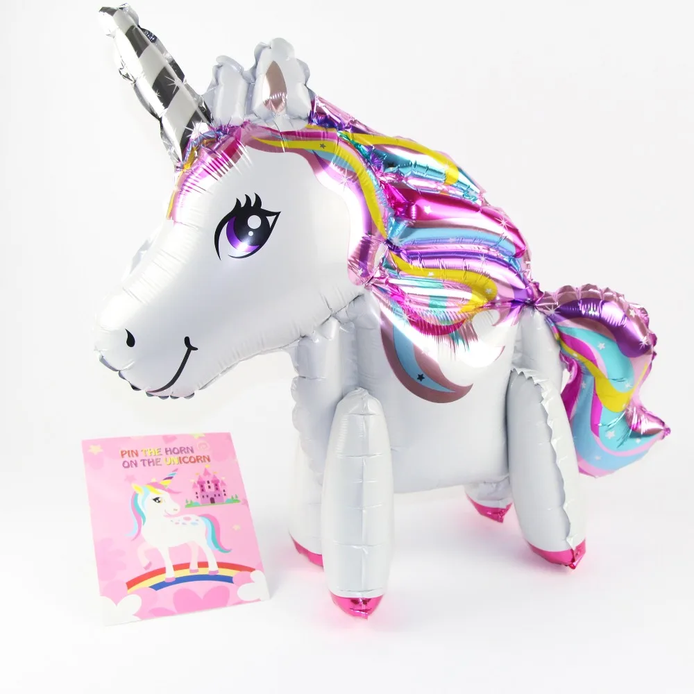 

New Unicorn DIY Walking Party Birthday Decorations, 24inch Giant Foil Mylar Helium Ballons for Kids Children Walking Pet Horse