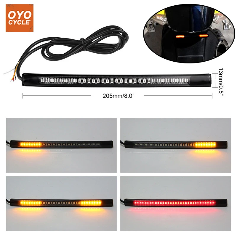 

1pc Motorcycle Flexible Strip Brake Stop 48 LED Turn Signal Lights Flasher Direction Indicator Blinker Universal For Honda KTM