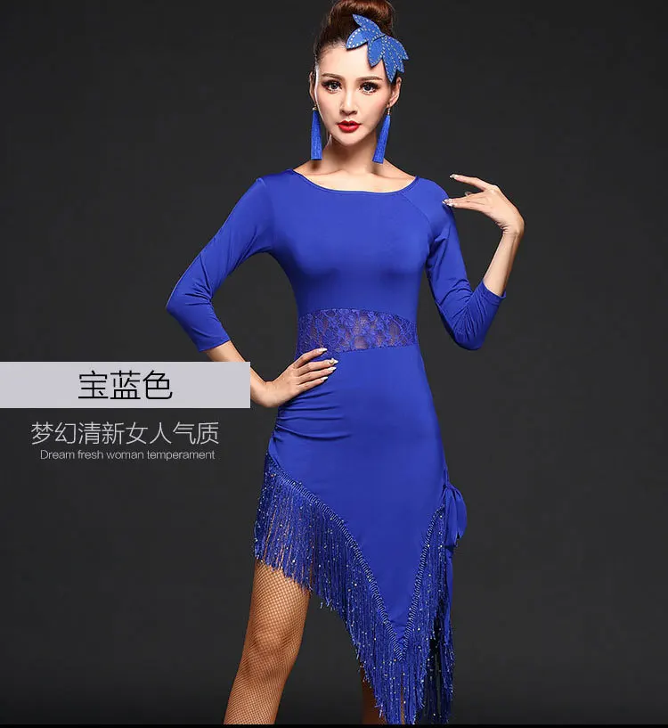 Новый stylelatin Танцевальный костюм женский взрослый костюм платье с бахромой юбка Танцы одежда Практика одежда для выступления