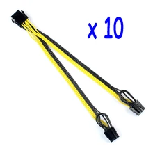 10x CPU 8Pin to Graphics Video Card Double PCI-E PCIe 8Pin ( 6Pin + 2Pin ) Power Supply Splitter Cable Cord 15cm 25cm