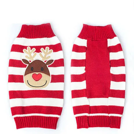 Рождественский свитер для собак с оленем/Санта Клаусом/тыквой, праздничная зимняя теплая вязаная одежда для собак, чихуахуа, домашних животных, одежда, костюм - Цвет: Reindeer pattern
