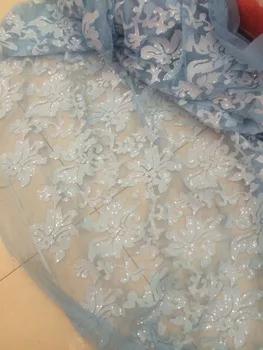 

Wholesale 2016 latest wedding dress lace fabric light blue eyelash lace decoration embroidery lace fabric