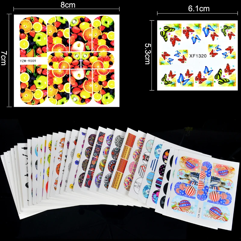 

LCJ 1 Set 28 Designs Hot Cartoon Flower Cat etc Water Decals Nails Stickers Women Designs Lovely DIY Decorations For Nails Art