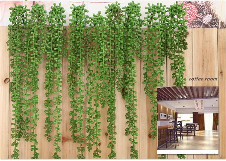 Flone Artificial Succulents Lover Tears Green Rattan Wall Hangings Simulation Plant Flower Branch Home Party Leisure Decor Plant (9)