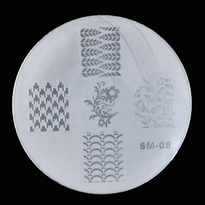 1 шт. пластиковый шаблон штамповочных плит для ногтей Набор Мини милый цветок геометрические узоры инструмент передачи 5,8 см круглый поднос для маникюра - Цвет: SM-8