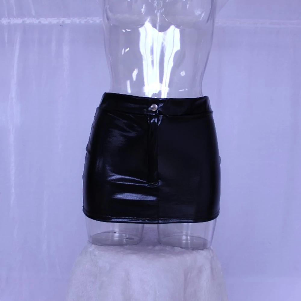 Чудо-красота мини-юбка Wetlook черные сексуальные летние черные юбки из искусственной кожи мини-карандашные юбки из искусственной кожи сексуальная юбка ПВХ Клубная одежда W7952
