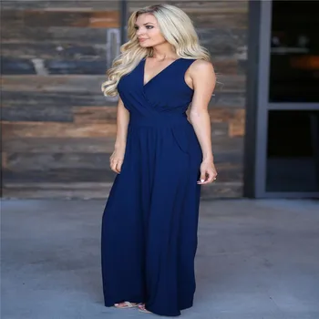 

Trendy Summer Women clothes solid pocket Ladies Bodycon Party Jumpsuit V-neck sleeveless cotton Romper one pieces