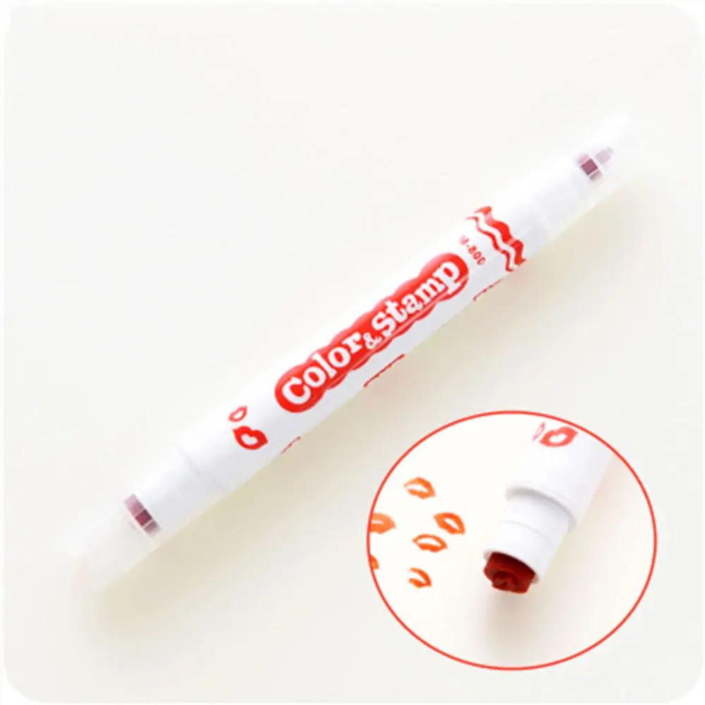 Креативный цветной двойной маркер со штампом флуоресцентные корейские Ручки Маркеры для рисования - Цвет: Red