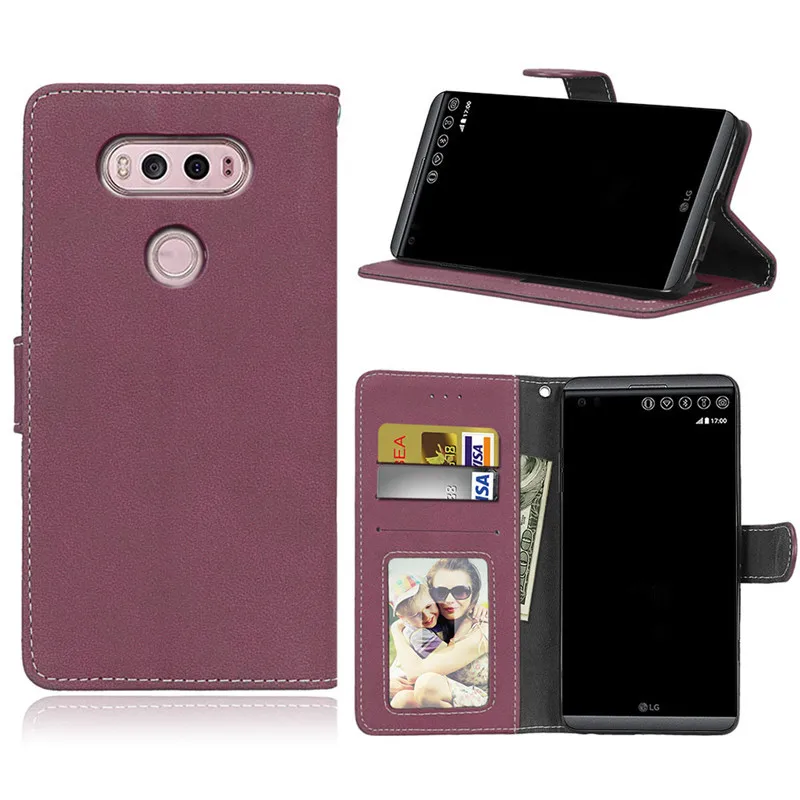 레트로 매트 가죽 케이스 LG G6 커버 Filp 스탠드 클래식 PU 지갑 사진 프레임 카드 슬롯 휴대 전화 가방 LG G6
