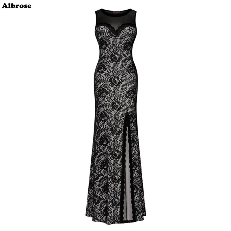 In Stock Cheap Simple Black Lace Evening Dress