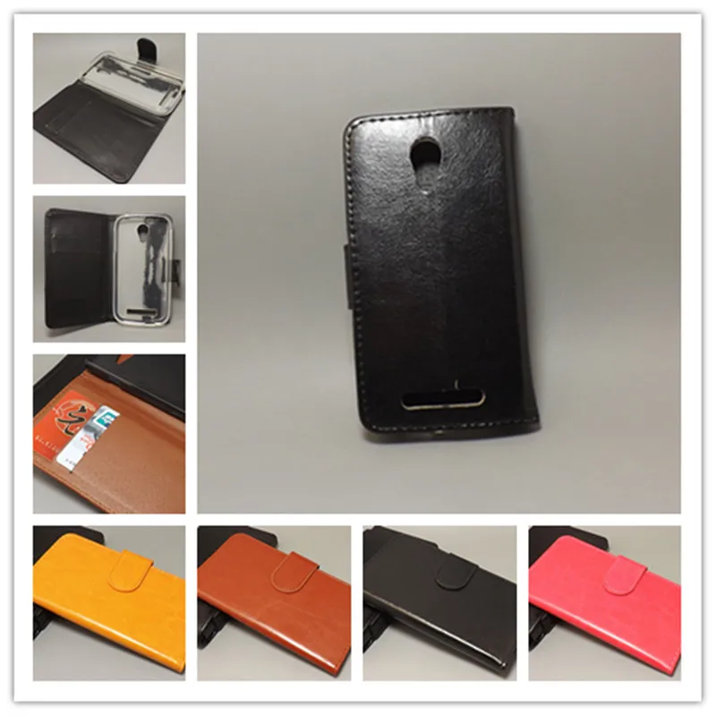 

Crazy horse wallet case hold two Cards with 2 Card Holder and pouch slot For Fly IQ4404