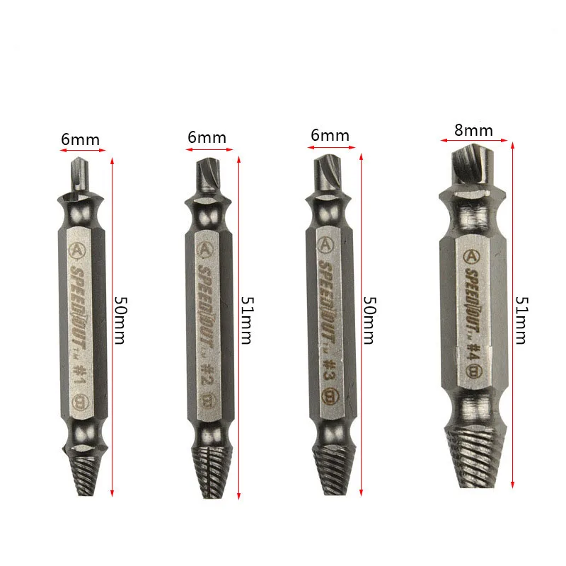 

Geoeon 4Pcs High Quality Screw Extractor Carpentry Drill Bits Speed Out Guide Set Remove Broken Bolt Set 1# 2# 3# 4# D16