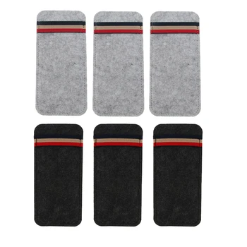 

6 Pieces Felt Glasses Pouch Case Eyeglass Sunglass Storage Bag Container - Black+Gray - 17.8 x 8.8 x 0.5 cm