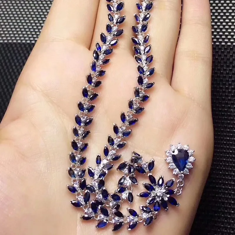 

Fidelity natural 2*4mm sapphire pandant Necklaces s925 sterling silver noble luxury fine jewelry for women natural blue gemstone