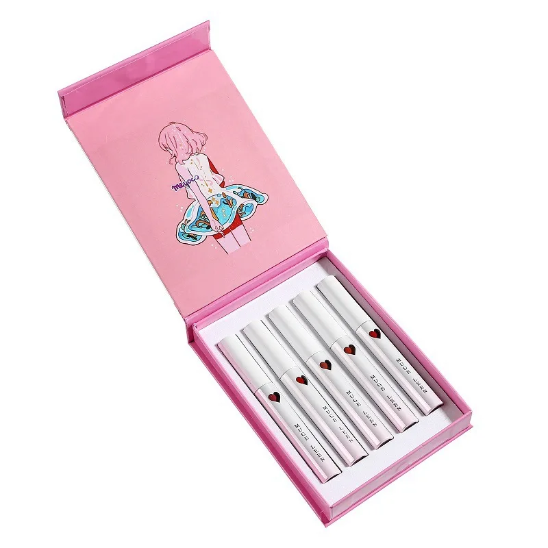 

New Quicksand 5 Color Lip Gloss Set Matte Velvet Lip Gloss Liquid Lipstick Lasting Waterproof and Durable Cosmetics Fade Lip