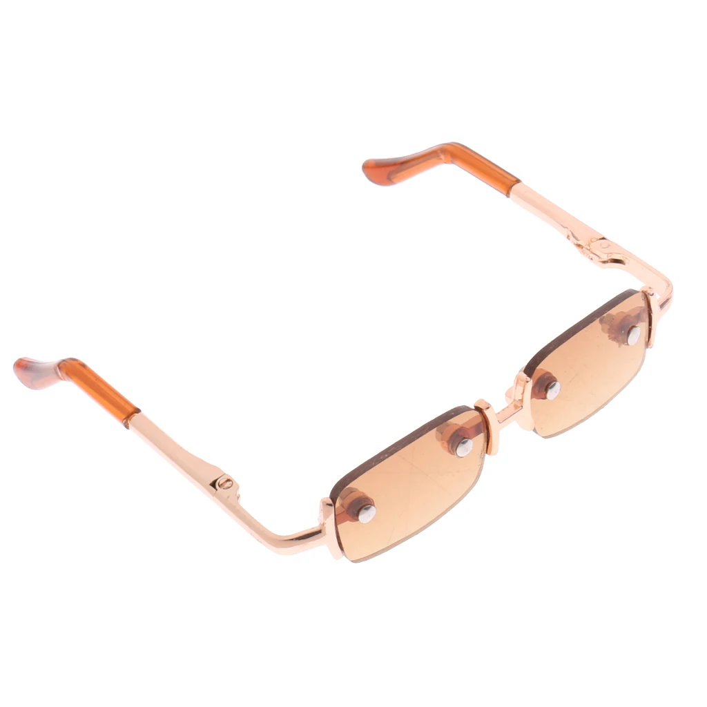 Retro No Frame Square Glasses Alloy Eyeglasses Outfit for 1/3 Dolls Clothing Brown
