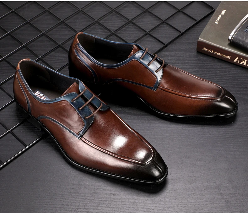 Men's Casual Shoe Business Mens Genuine Leather Shoes Men Big Size 45 Casual Leather Oxford Shoes For Men Lace Up Brogues Formal (1)