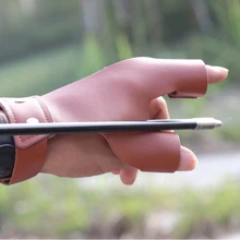 1 шт., кожаные перчатки для охоты на стрелу, перчатки для упражнений, Кожаные Защитные перчатки для пальцев, левосторонние охотничьи перчатки