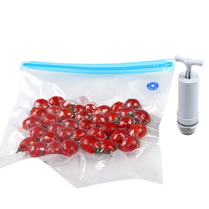 5Pcs Reusable Elastic Seal Universal Household Fresh Bag Kitchen Vacuum Food Sealer Bag Environmental Protection Transparent Bag