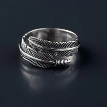 SMJEL nueva moda Punk Thai hoja anillo Vintage pluma anillos para mujeres ajustable flecha anillo hombres Bohemia joyería regalos