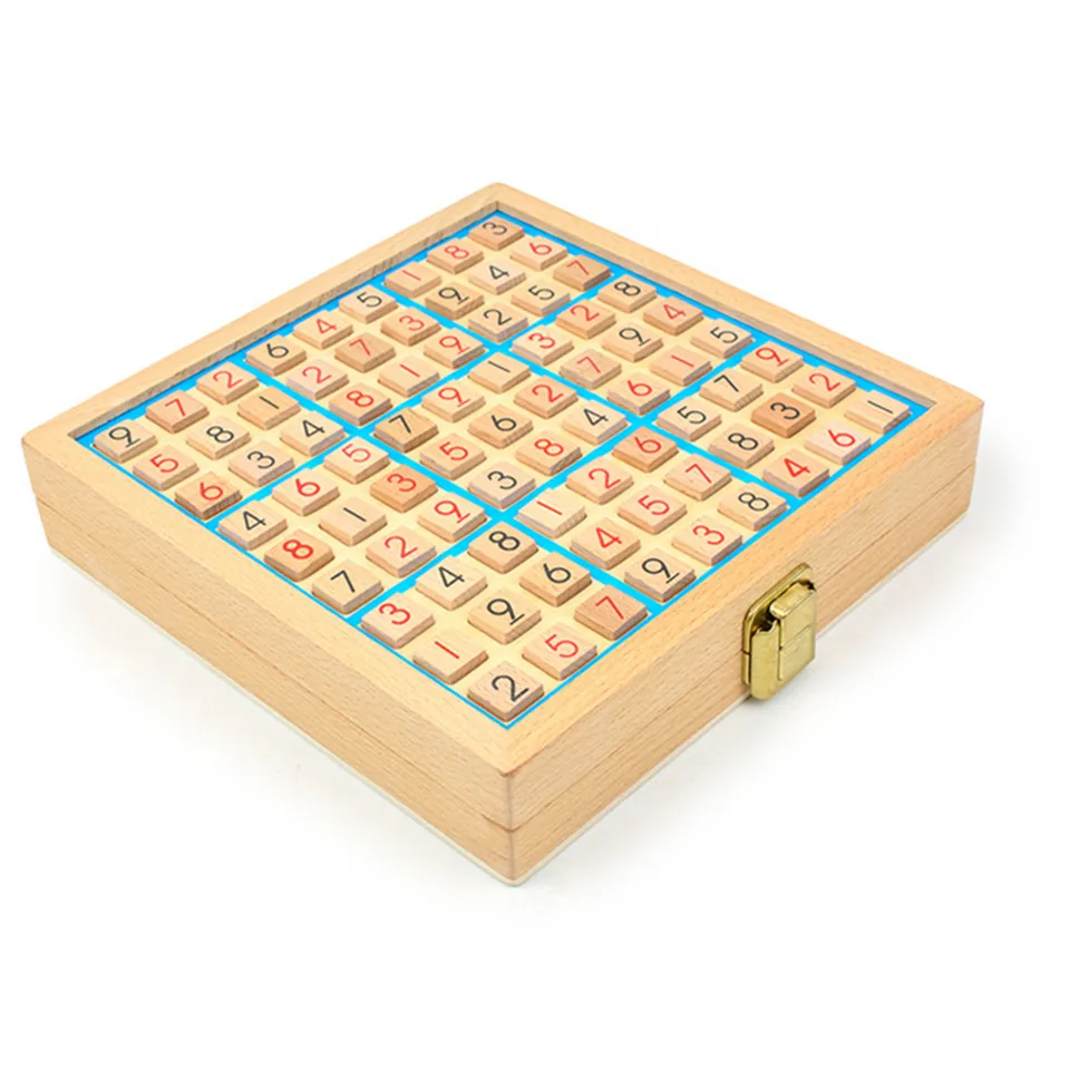 BSTFAMLY дети Sudoku шахматы бук деревянный с ящиком 22 5*22 5*5 см 81 шт./компл. настольная