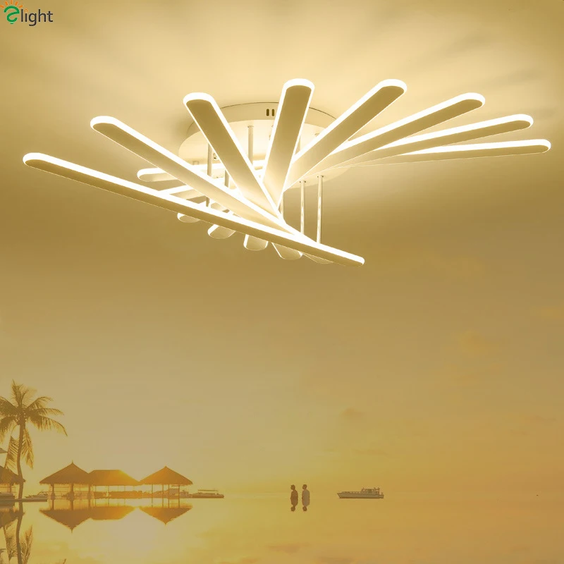 

Modern Fan Model Dimmable Led Ceiling Lights White Aluminum Living Room Led Ceiling Lamp Bedroom Led Ceiling Light Fixtures