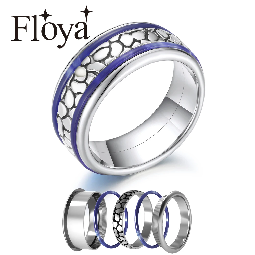 

Floya Leopard Band Ring Replacement Various Styles Stainless Steel Combination Wedding Rings Interchangeable Filled Ring Bague