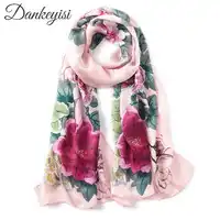DANKEYISI 100% Pure Silk Scarf Women Scarf Bandana Shawl Luxury Brand Designer Female Print Scarf Pashmina Long Wrap hijab Lady
