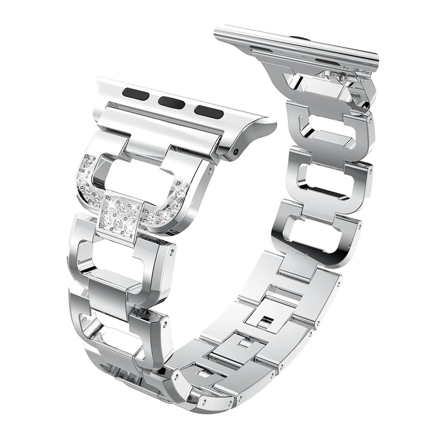 Женский ремешок для часов Apple Watch Band 38 42 мм 40 мм 44 мм ремешок из нержавеющей стали с бриллиантами для iWatch Series 5 4 3 2 1 браслет ремень - Цвет ремешка: Серебристый