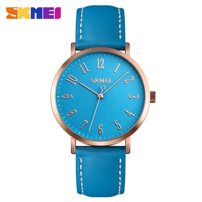 SKMEI женские часы модные женские часы для женщин кожаные часы платье наручные часы Роскошные Relogio Feminino Bayan коль Saati - Цвет: Blue