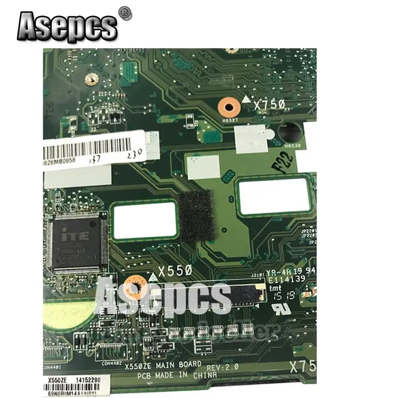 Asepcs X550ZA Материнская плата ноутбука для ASUS X550ZA X550ZE X550Z X550 K550Z X555Z VM590Z тест оригинальная материнская плата A10-7400P LVDS GM