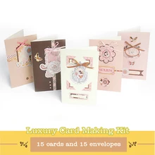 

ENO Greeting 15 Cards Flower paper craft diy blank card kit children craft paper card gift pack