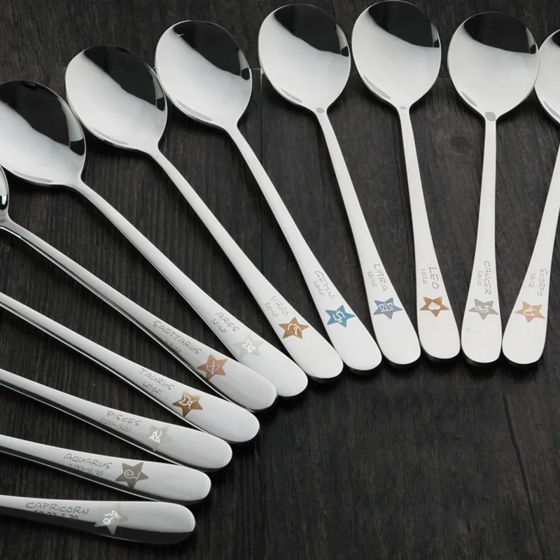 2pcs Stainless Steel Long Handled Rice Spoon Ice Cream Soup Spoon