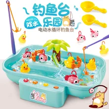 Детская игровая игрушка воды рыбалка платформы Электрический вращающихся музыка свет Многофункциональный гидродинамические цикл Дяоюйтай