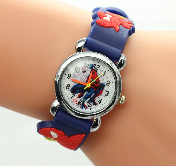 Лидер продаж, Новая Мода Человек-паук Ребенка часы силиконовые мультфильм детские спортивные часы Обувь для мальчиков кварцевые часы Relojes 3D часы