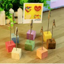 Красочные квадратные деревянные держатель карты, деревянный держатель для фото, имя держателя карты как зажим для карты сообщения для дома