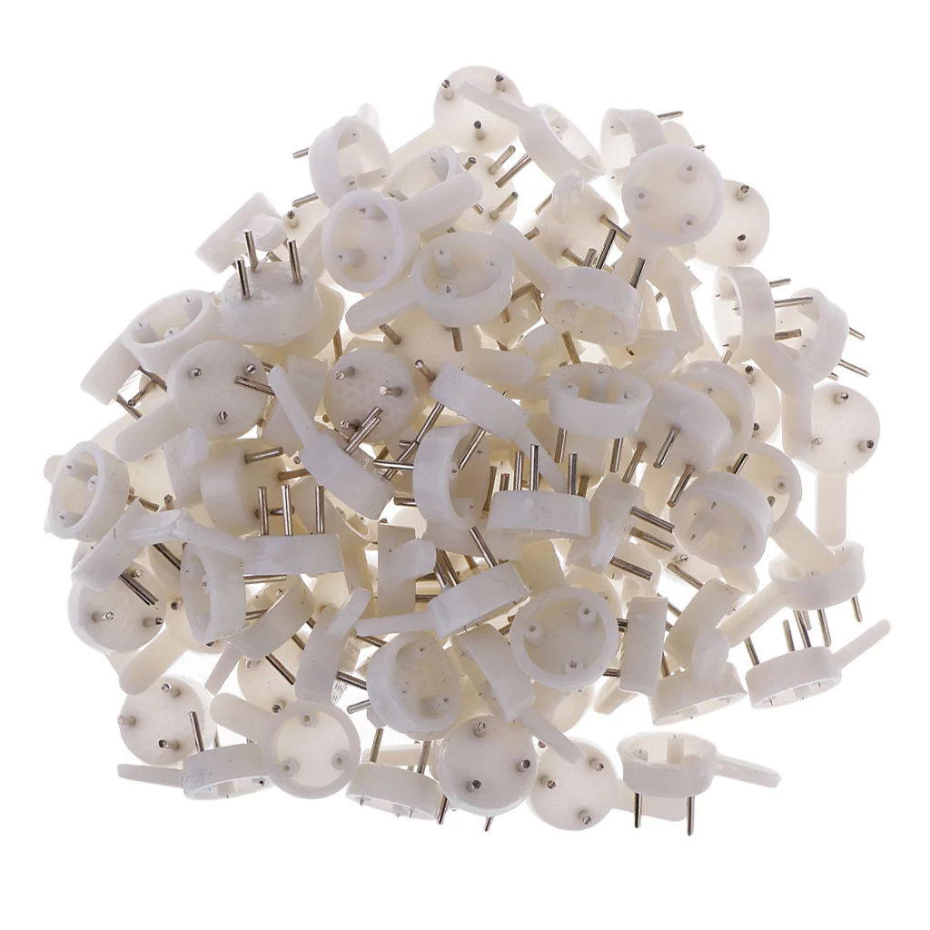 100 Pieces Hard Wall Hanging Hooks Heavy Duty Picture Hook Strong White Hanger