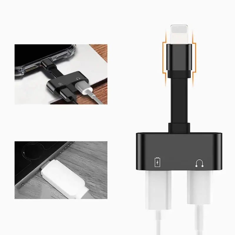 2 in 1 for Lightning Adapter For iPhone 7 Charging Adapter For iPhone 8 7 Plus 10 X Charger Splitter Headphone Adapter