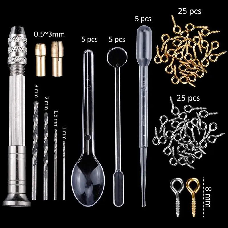 1 Set DIY Epoxy Resin Materials Professional Jewelry Making Tools Silicone Mold Nail Drill Molds Sequin Spoon Dropper Handmade C