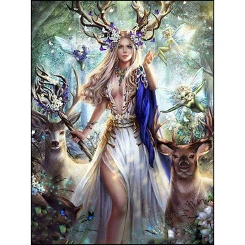 

5D DIY Diamond Painting Cartoon Fairy Princess and Deer Elk Full Square Drill Diamond Embroidery Rhinestone Mosaic Cross Stitch