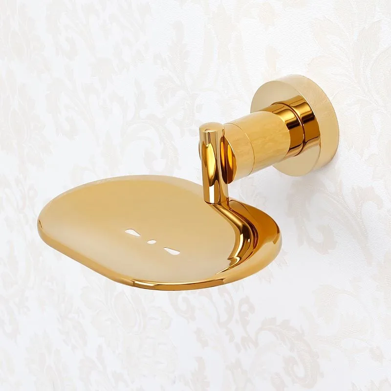 Luxury Gold Finish solid brass bathroom toilet Soap Basket Wall Mount