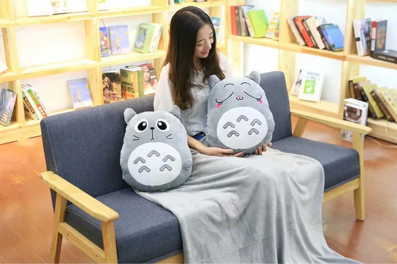 Плюшевая подушка Totoro, многофункциональная, 3 в 1, подушка Totoro, ручная теплая подушка, подушка для малышей, детское одеяло, мягкая аниме фигурка, игрушка