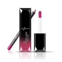 Puaider бренд жидкий телесный матовый стойкий Водонепроницаемый помада+ карандаш для губ Макияж мате оттеночный блеск для губ набор косметики для губ 12 цветов