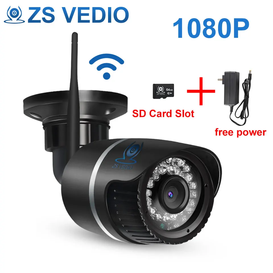 ZSVEDIO Surveillance Cameras ip camera wi fi wireless onvif sd card motion 1080p alarm monitor